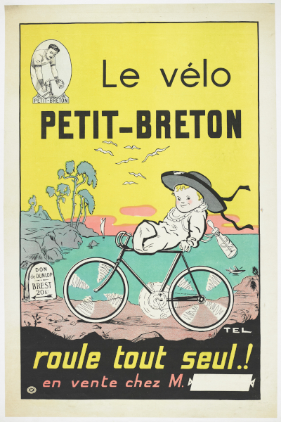 Affiche publicitaire pour la marque de vélo Petit-breton