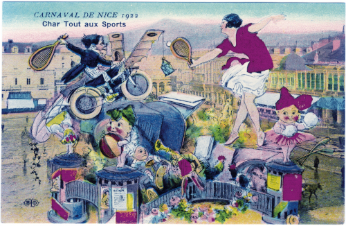 Carnaval de Nice 1922. Char tout aux sports. Carte postale
