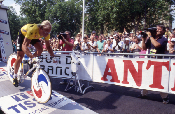 Laurent Fignon au départ du contre-la-montre final du Tour de France 1989