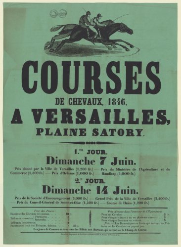 Programme des courses de chevaux à Versailles