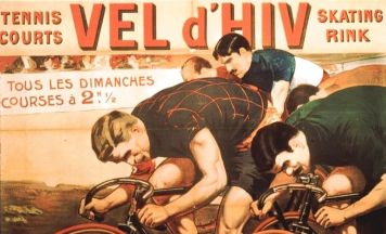 Affiche vel d'hiv représentant plusieurs cyclistes