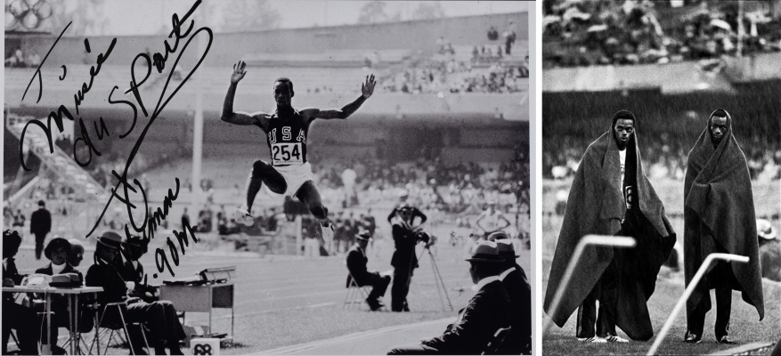 Bob beamon lors de son saut en longueur historique, et au moment où il apprend les résultats