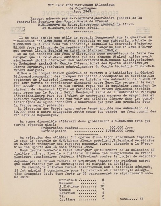 Rapport des Jeux silencieux de Copenhague, 1949