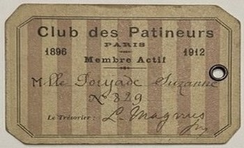 Carte d'adhérent de Suzanne Poujade au Club des Patineurs, Paris