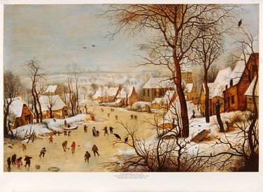 paysage d'hiver avec patineurs et trappes à oiseaux de Pieter Bruegher
